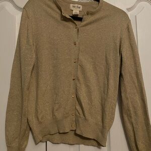Gold Button Metallic Cardigan Sweater